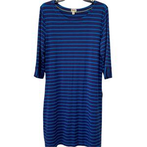 Hatley Striped Knit Shift Dress Boat Neck Preppy … - image 1